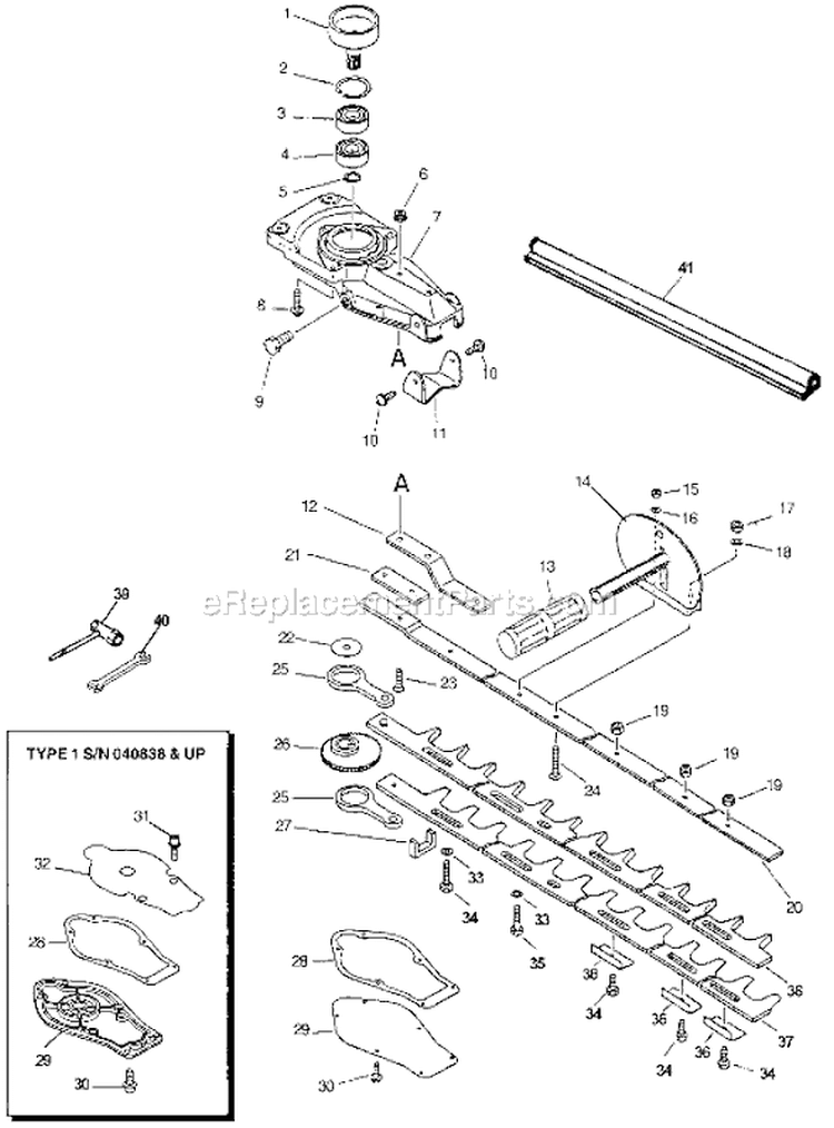 Page E Diagram and Parts List for HC-2000 Type 1 Echo Hedge Trimmer