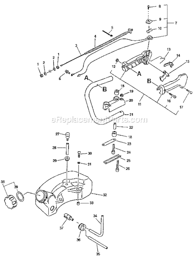 Page F Diagram and Parts List for HC-2000 Type 1 Echo Hedge Trimmer