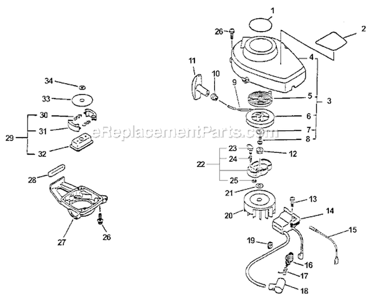 Page H Diagram and Parts List for HC-2000 Type 1 Echo Hedge Trimmer