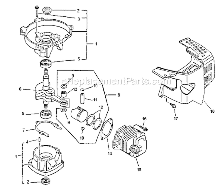 Page B Diagram and Parts List for HC-2000 Type 1E Echo Hedge Trimmer