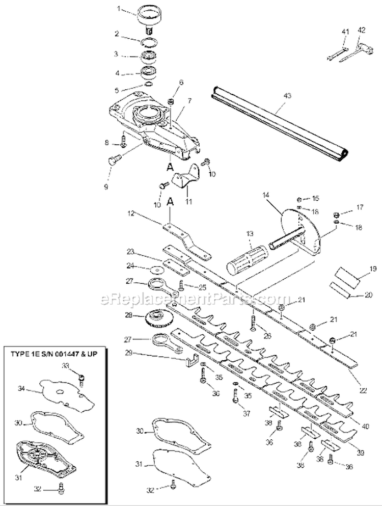 Page C Diagram and Parts List for HC-2000 Type 1E Echo Hedge Trimmer