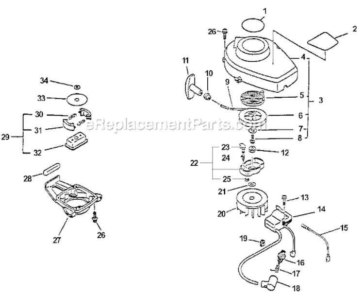 Page F Diagram and Parts List for HC-2000 Type 1E Echo Hedge Trimmer