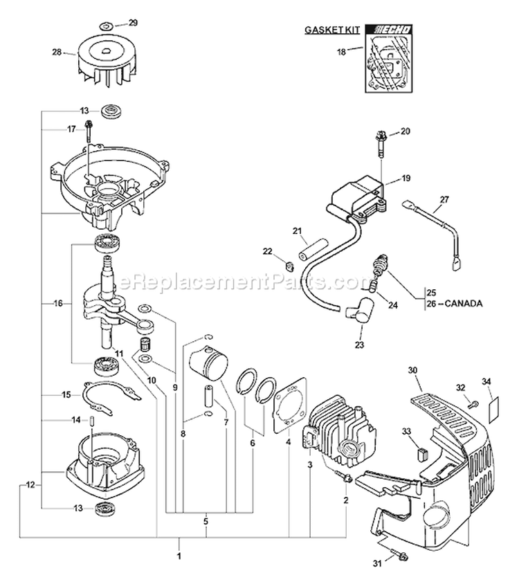 Page D Diagram and Parts List for HC-201 06001001 - 06999999 Echo Hedge Trimmer