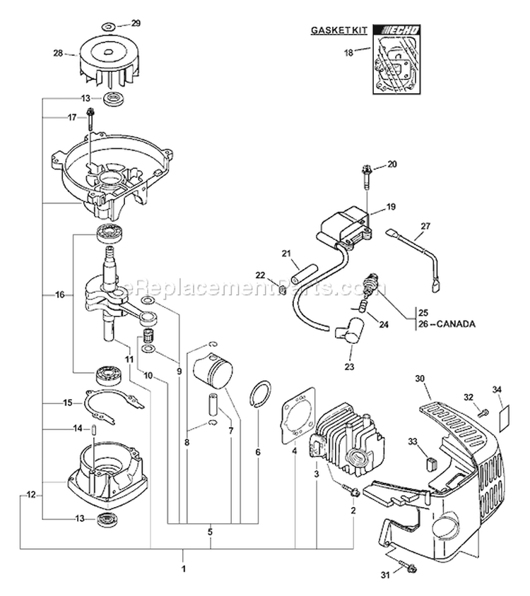 Page C Diagram and Parts List for HC-200 10001001 - 10999999 Echo Hedge Trimmer