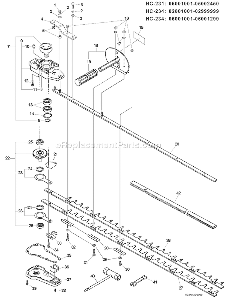 Page A Diagram and Parts List for HC-234 06001001 - 06999999 Echo Hedge Trimmer