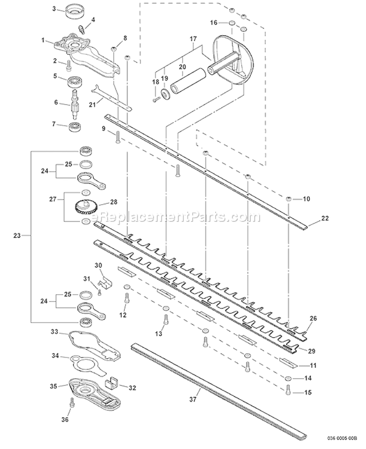 Page H Diagram and Parts List for HC-235 S64811010377 - S64811999999 Echo Hedge Trimmer