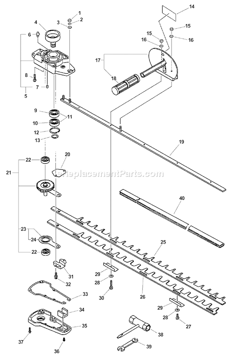 Page C Diagram and Parts List for HC-2400 Type 2E Echo Hedge Trimmer