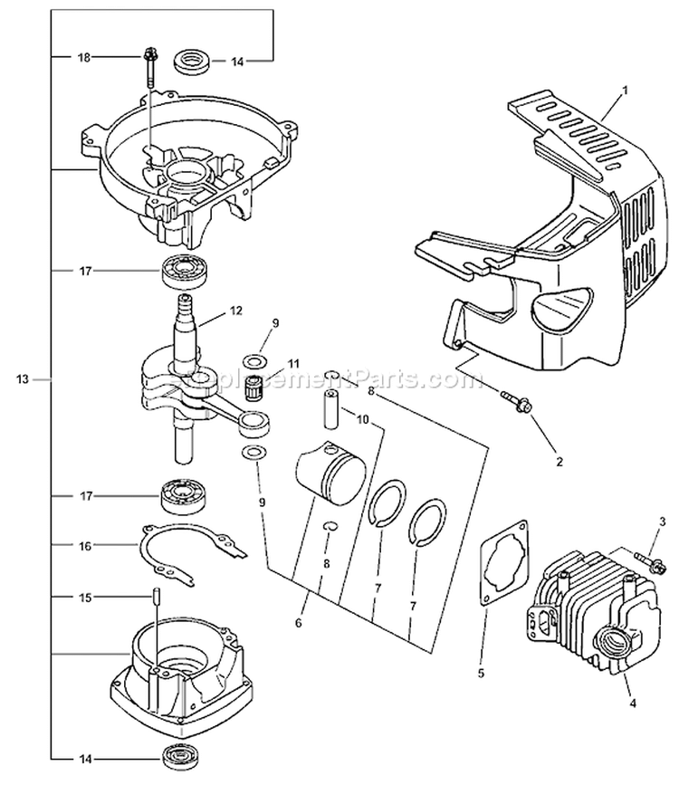 Page B Diagram and Parts List for HC-2400 Type 2E Echo Hedge Trimmer
