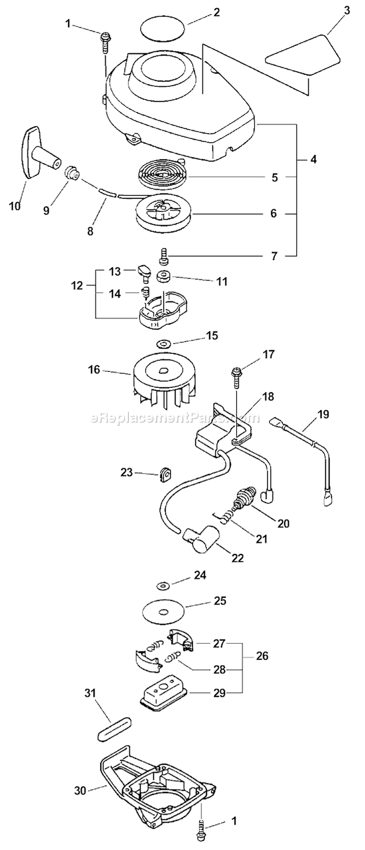 Page E Diagram and Parts List for HC-2400 Type 2E Echo Hedge Trimmer