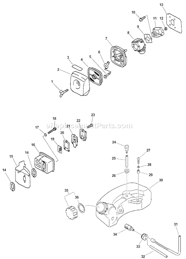 Page F Diagram and Parts List for HC-2400 Type 2E Echo Hedge Trimmer