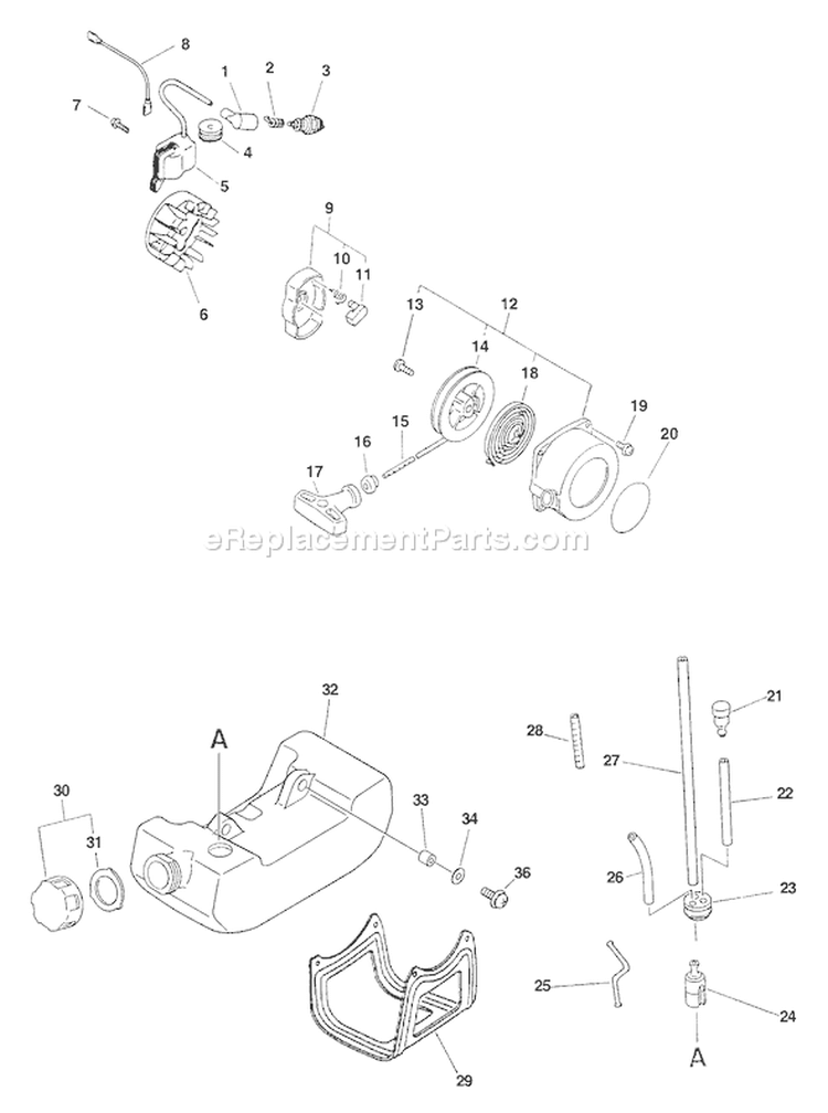 Page F Diagram and Parts List for HCA-2400 After S/N 005910 Echo Hedge Trimmer