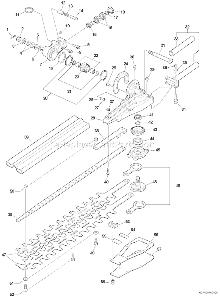 Page L Diagram and Parts List for HCA-260 07001001 - 07999999 Echo Hedge Trimmer
