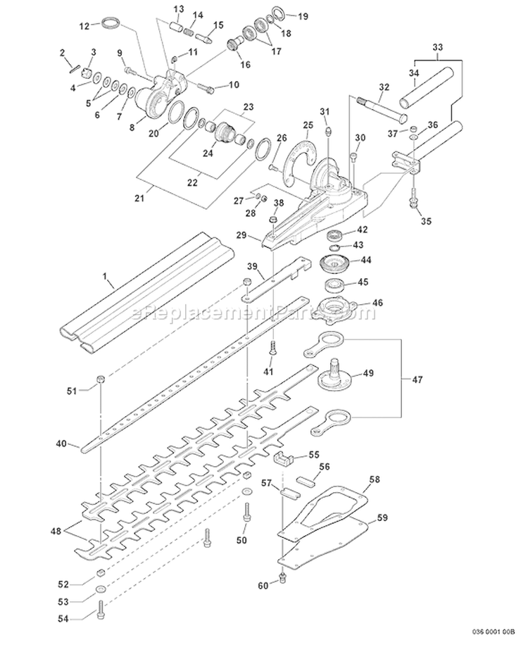 Page H Diagram and Parts List for HCA-265 S71712001874 - S71712999999 Echo Hedge Trimmer