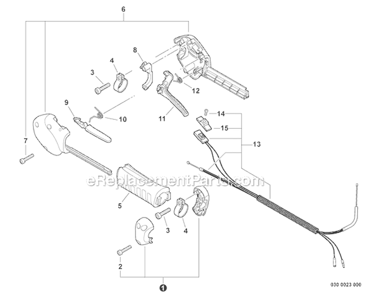 Control Handle, Control Cable Assembly Diagram and Parts List for HCA-266 T43011001001-T43011999999 Echo Hedge Trimmer