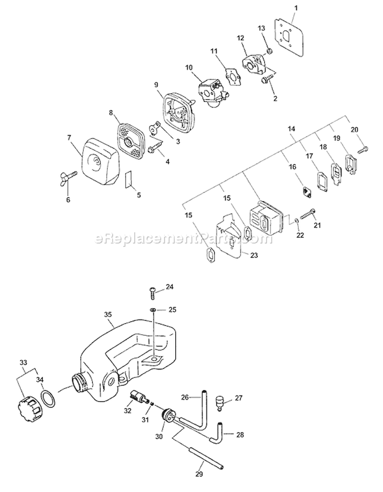 Page E Diagram and Parts List for HCR-1500 Type 1E Echo Hedge Trimmer