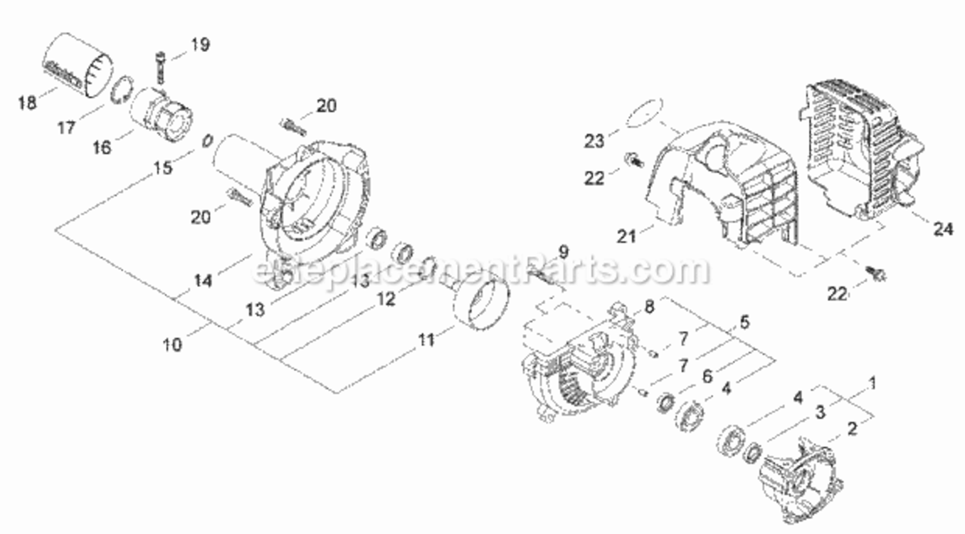 Crankcase_Fan_Cover Diagram and Parts List for LE242  Echo Edger