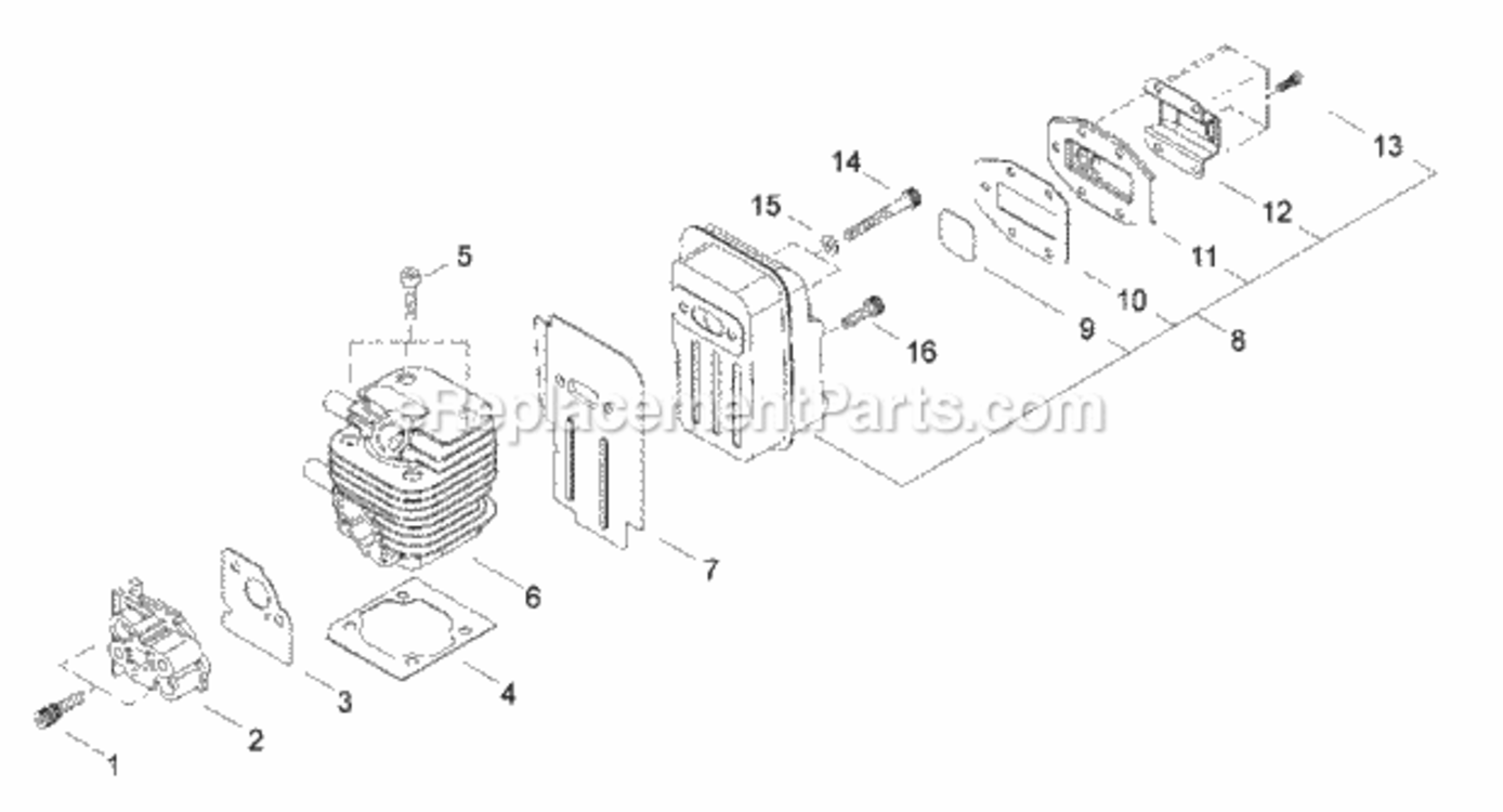 Cylinder_Muffler Diagram and Parts List for LE242  Echo Edger