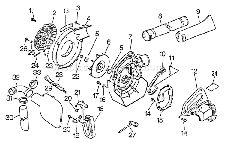Page C Diagram and Parts List for LHB-2100 001001-003000 Echo Leaf Blower / Vacuum