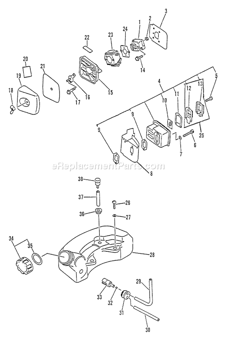 Page E Diagram and Parts List for LHS-3000 001001-002501 Echo Hedge Trimmer