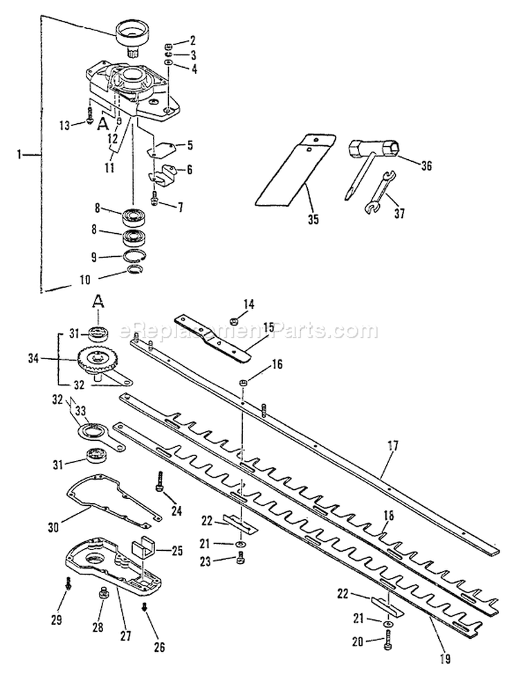 Page D Diagram and Parts List for LHS-4050 After S/N 001001 Echo Hedge Trimmer