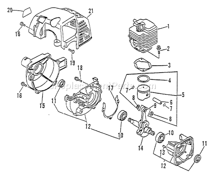 Page C Diagram and Parts List for LST-2100 001001-003000 Echo Trimmer
