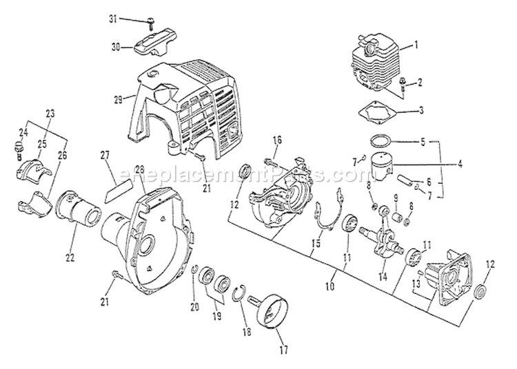 Page B Diagram and Parts List for LST-2100 003001-004501 Echo Trimmer