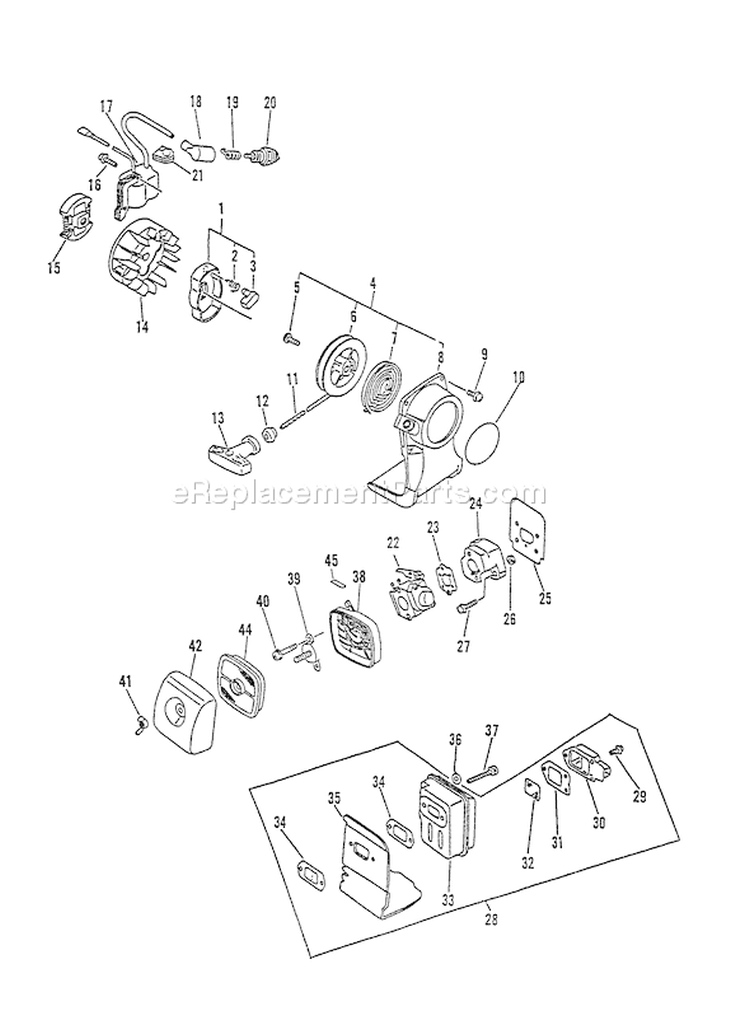 Page E Diagram and Parts List for LST-2100 004502-008649 Echo Trimmer