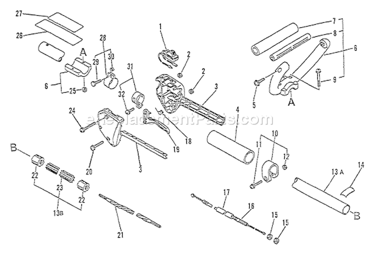 Page B Diagram and Parts List for LST-2450 001001-002506 Echo Trimmer