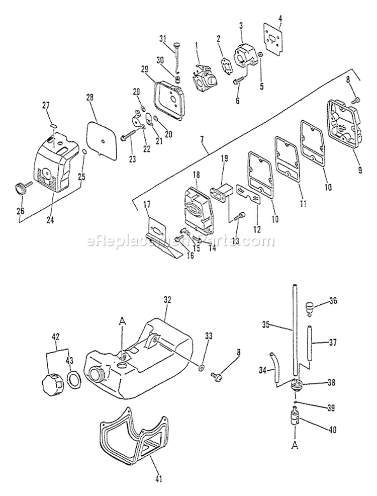 Page E Diagram and Parts List for LST-2450 After S/N 008000 Echo Trimmer