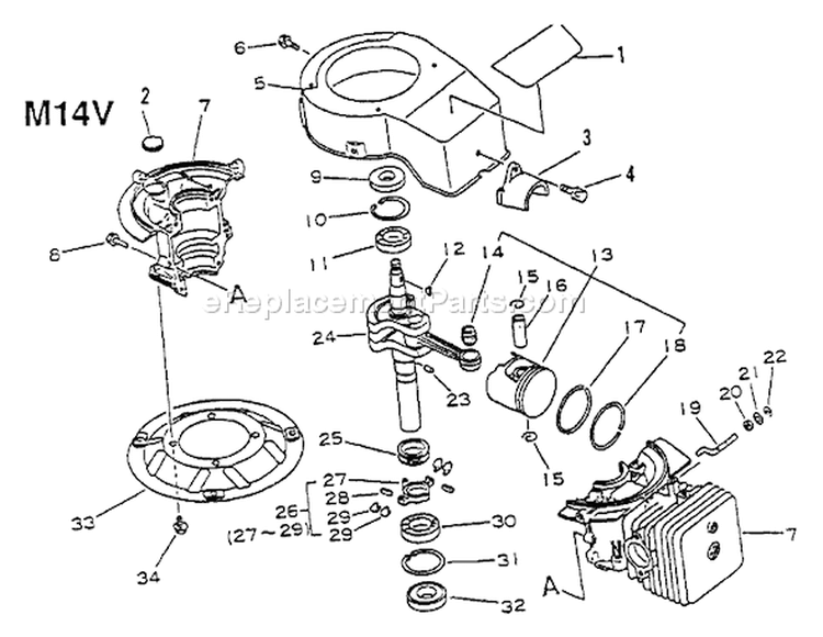 Page C Diagram and Parts List for M14VB2Z0 M14V B2Z0 Echo Lawn Mower