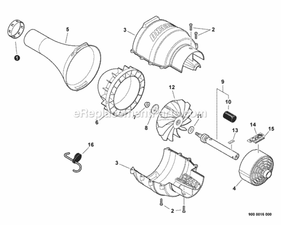 Blower_Attachment Diagram and Parts List for PAS-225VPB S86813001001 - S86813012000 Echo Trimmer