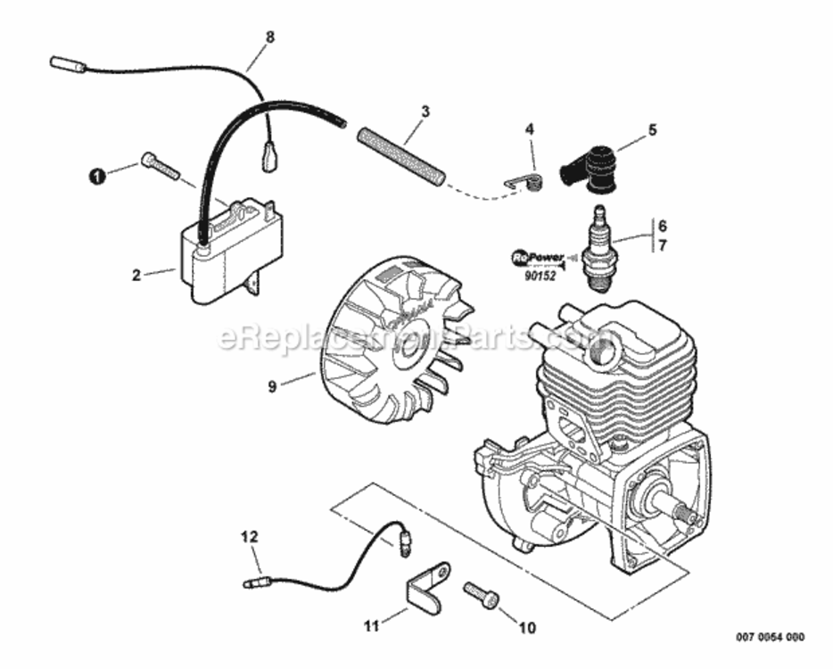 Ignition Diagram and Parts List for PAS-225VPB S86813001001 - S86813012000 Echo Trimmer