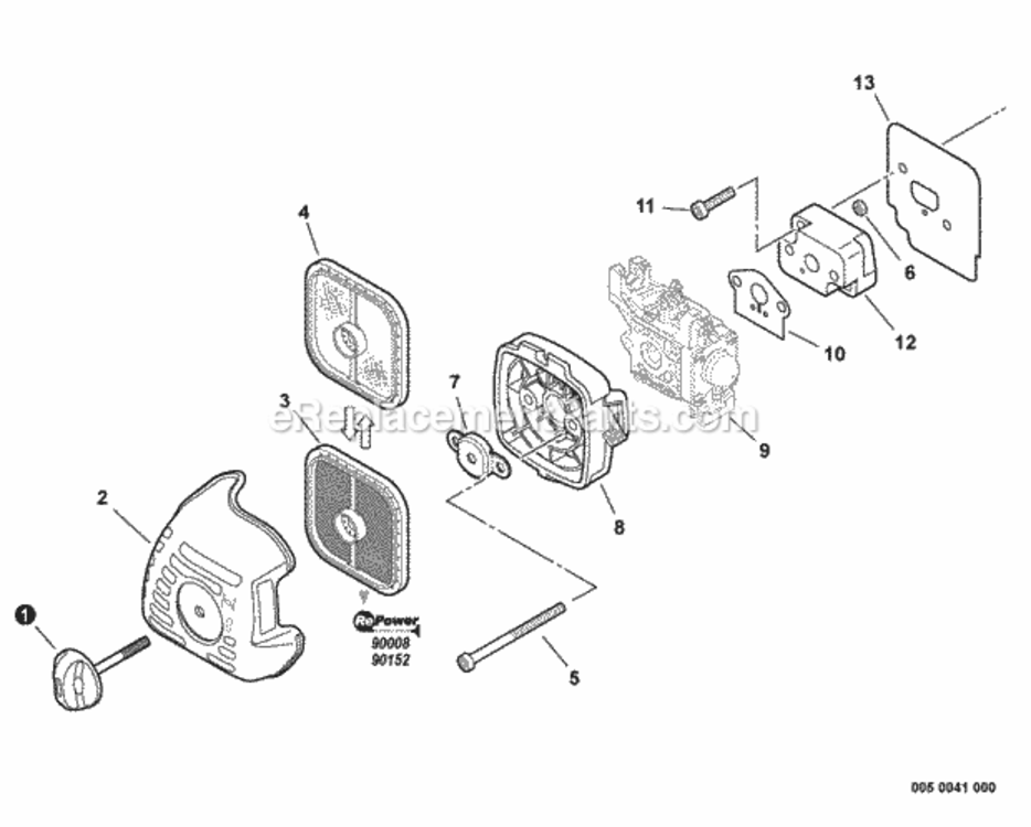 Intake Diagram and Parts List for PAS-225VPB S86813001001 - S86813012000 Echo Trimmer