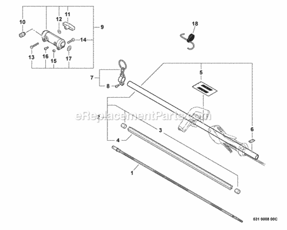 Main_Pipe_Assembly_Driveshaft_Coupler_--_Upper Diagram and Parts List for PAS-225VPB S86813001001 - S86813012000 Echo Trimmer