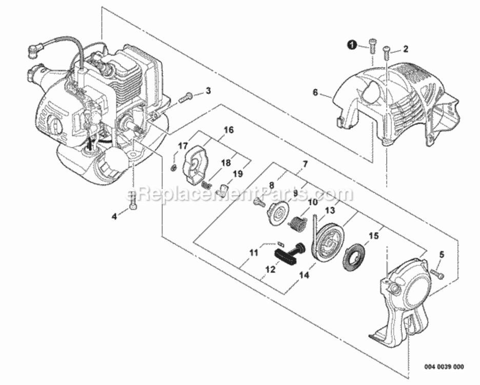 Engine_Cover_Starter Diagram and Parts List for PAS-225VPB S86813001001 - S86813012000 Echo Trimmer
