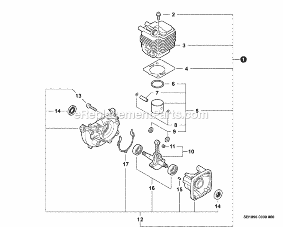 Engine_Short_Block_--_Sb1096 Diagram and Parts List for PAS-225VPB S86813001001 - S86813012000 Echo Trimmer