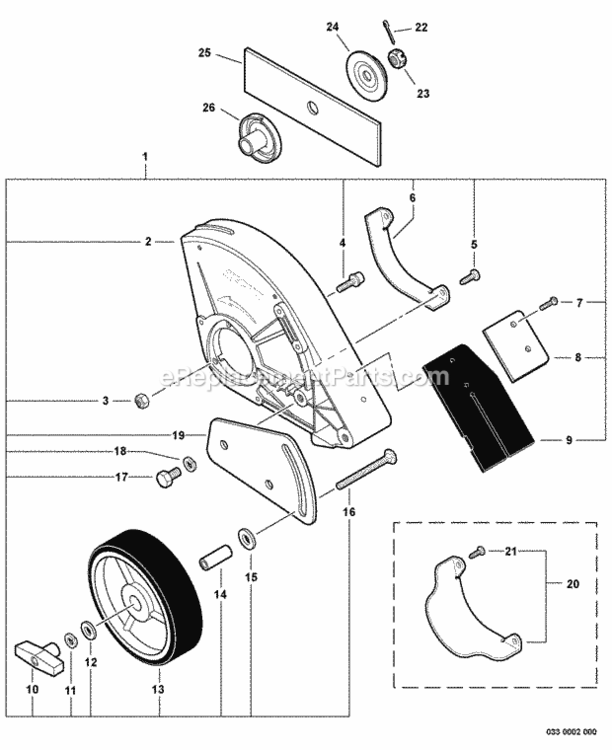 Edging_Assembly_--_Metal Diagram and Parts List for PAS-225VP S59612001001 - S59612022000 Echo Trimmer