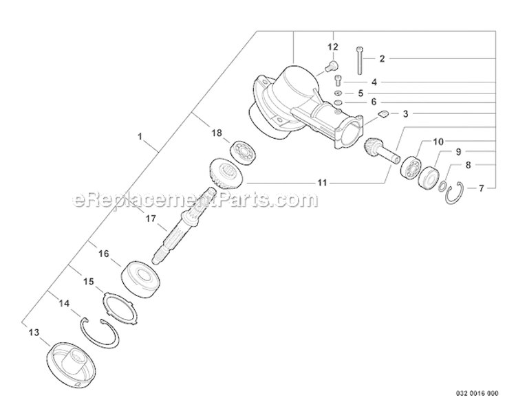 Gear Case - Grass Trimmer Attachment Diagram and Parts List for PAS-225 S59511001001-S59511003000 Echo Trimmer
