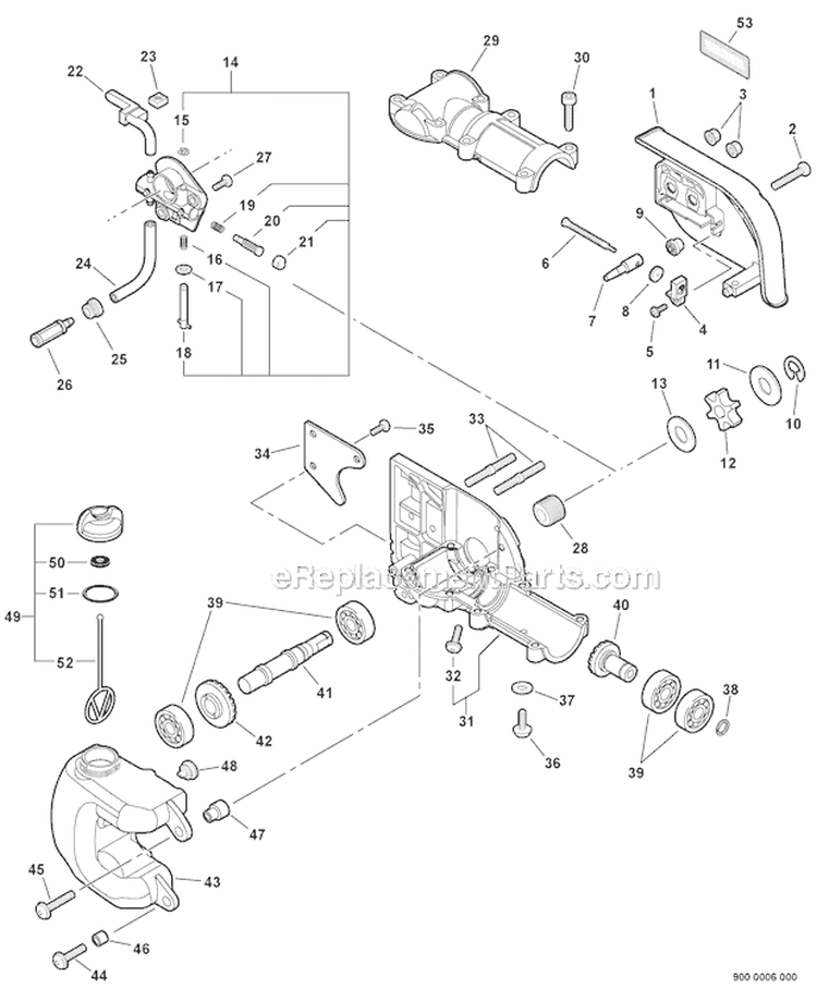 Power Pruner Attachment - Gear Case, Auto-Oiler Diagram and Parts List for PAS-225 S59511001001-S59511003000 Echo Trimmer