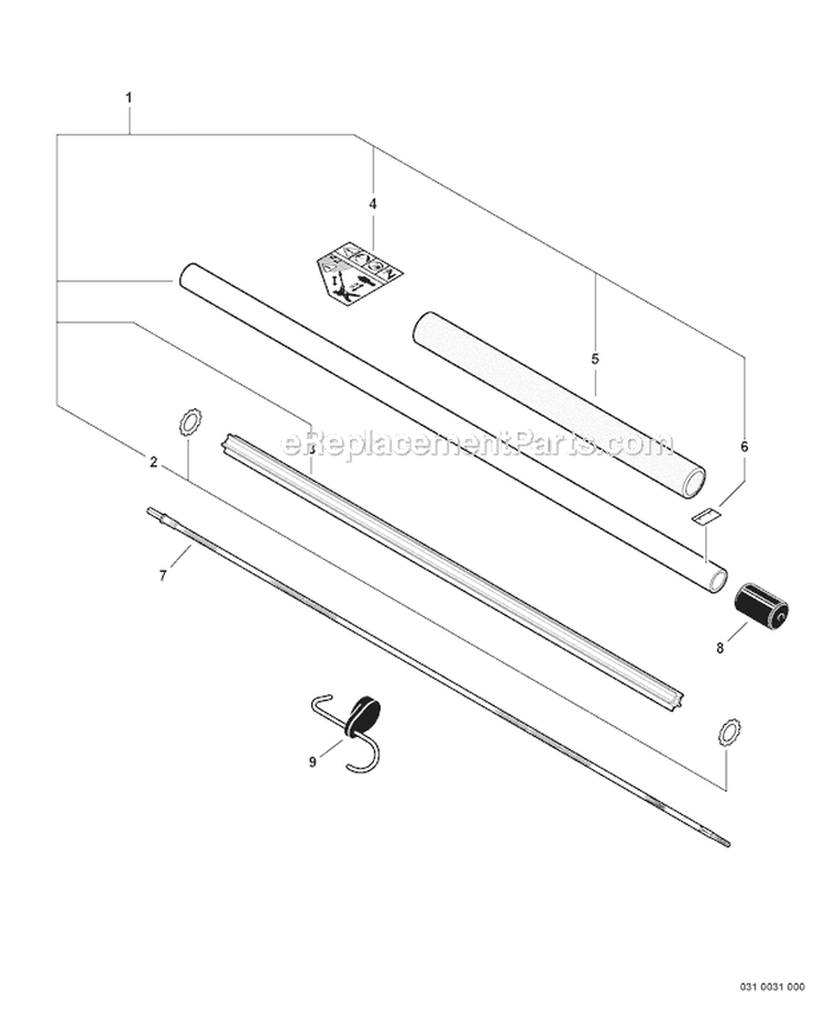 Power Pruner Attachment - Main Pipe, Driveshaft, Guide Bars, And Chains Diagram and Parts List for PAS-225 S59511001001-S59511003000 Echo Trimmer