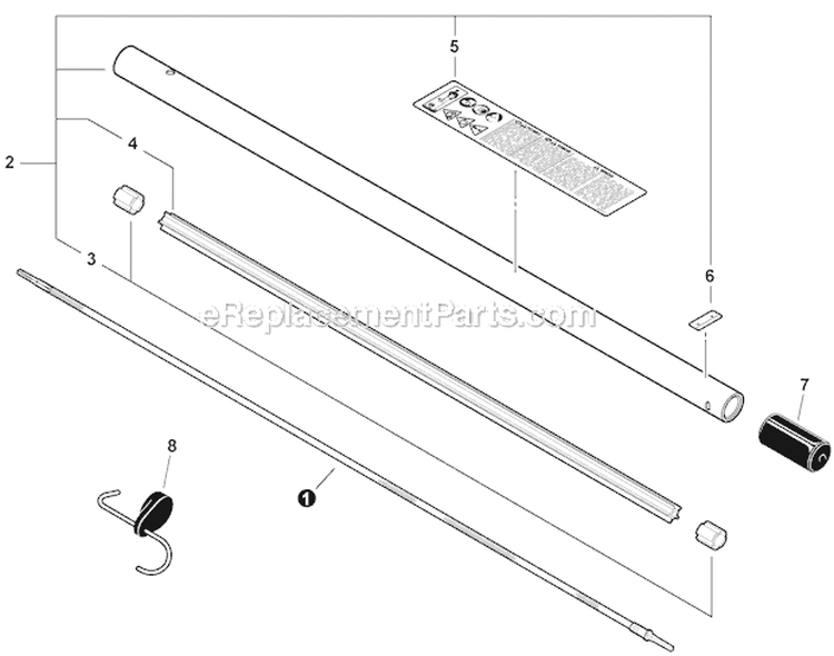 Rapid Loader Trimmer - Main Pipe, Draveshaft Diagram and Parts List for PAS-225 S59511001001-S59511003000 Echo Trimmer