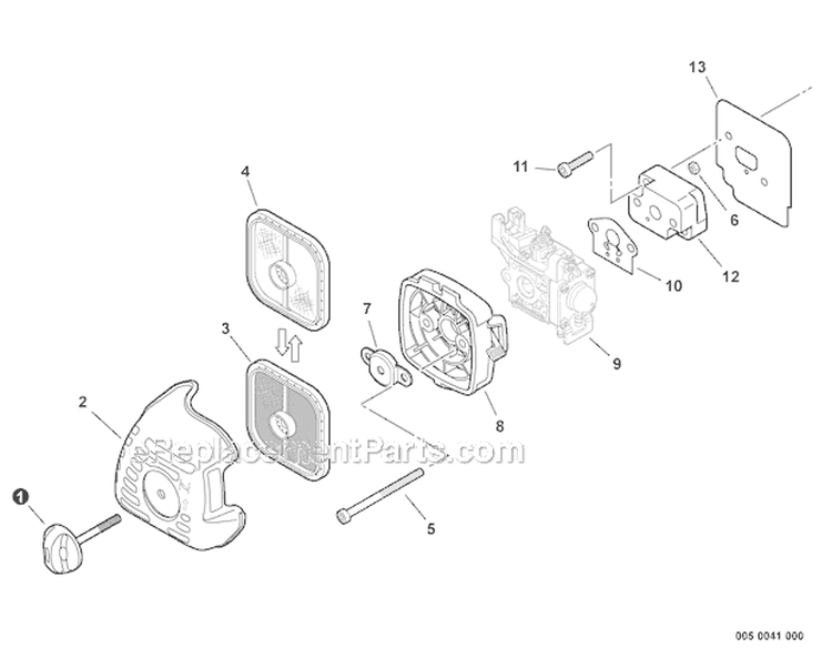 Intake Diagram and Parts List for PAS-225 S59511003001-S59511999999 Echo Trimmer
