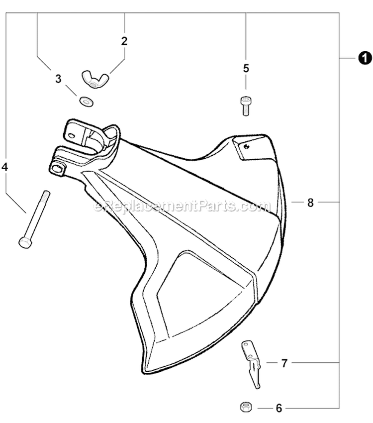 Curved Shaft Trimmer - Debris Shield (Plastic) Diagram and Parts List for PAS-225 S59511003001-S59511999999 Echo Trimmer