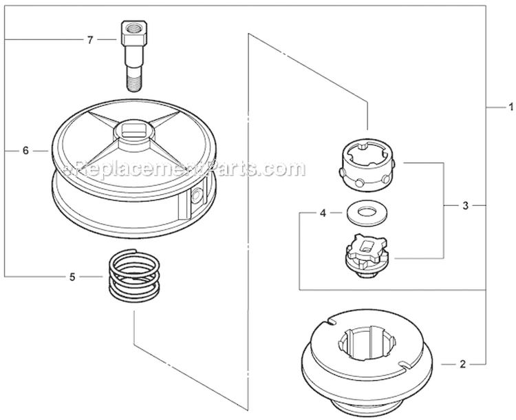 Cutting Head - Srm Echomatic Head Diagram and Parts List for PAS-225 S59511003001-S59511999999 Echo Trimmer