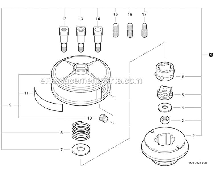 Cutting Head - Srm Echomatic Head, Manual Dual Line Diagram and Parts List for PAS-225 S59511003001-S59511999999 Echo Trimmer