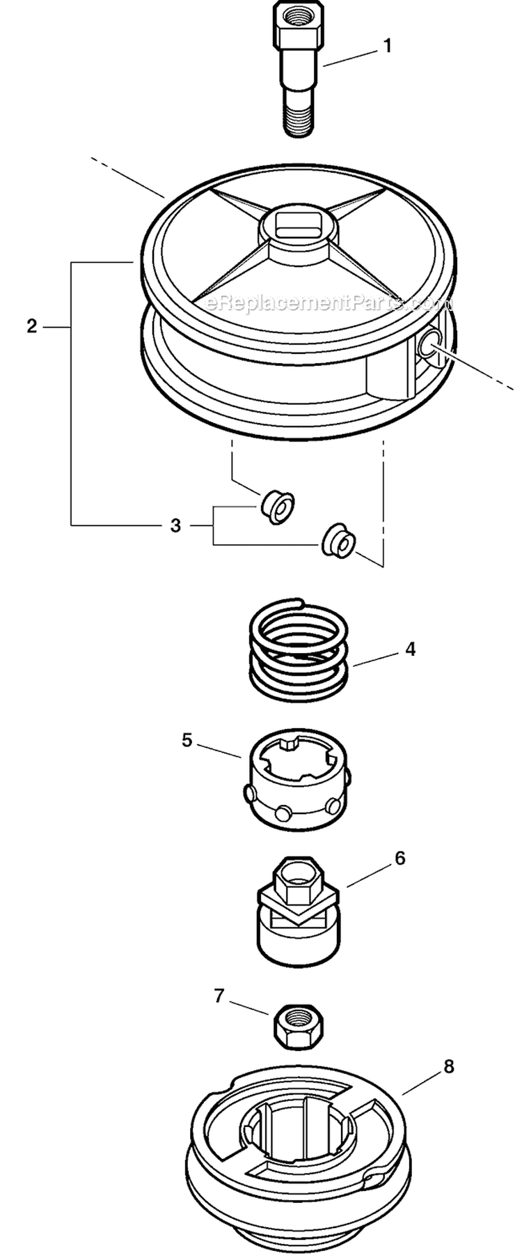 Cutting Head - U-Turn Head Diagram and Parts List for PAS-225 S59511003001-S59511999999 Echo Trimmer