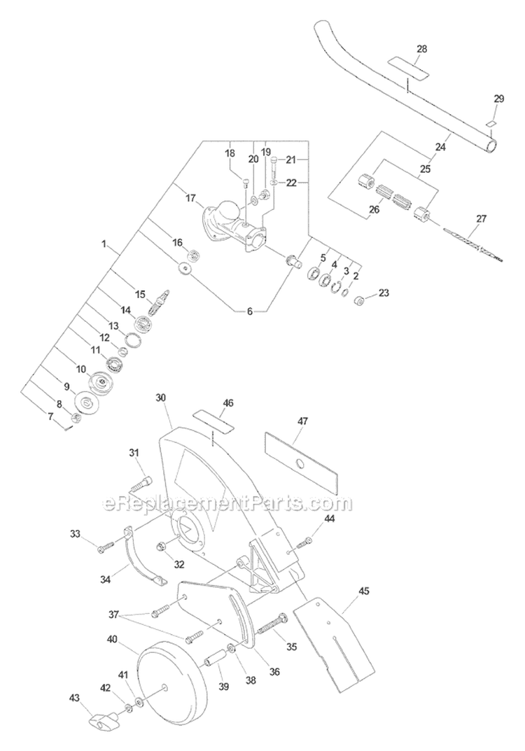 Edger Attachment - Gear Case, Plastic Shield Sn: 001001-054775 Diagram and Parts List for PAS-225 S59612001001-S59612022000 Echo Trimmer