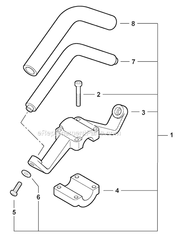 Front Handle Diagram and Parts List for PAS-225 S59612001001-S59612022000 Echo Trimmer