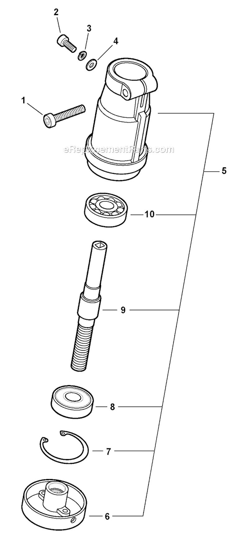 Curved Shaft Trimmer - Gear Case Diagram and Parts List for PAS-225 S59612022001-S59612999999 Echo Trimmer