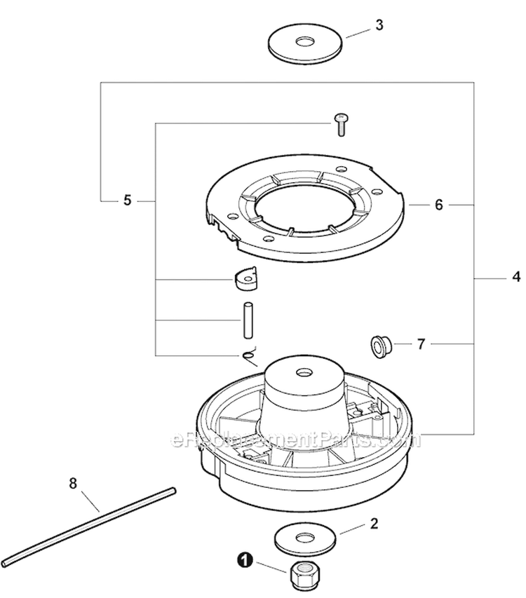 Curved Shaft Trimmer - Rapid Loader Head Diagram and Parts List for PAS-225 S59612022001-S59612999999 Echo Trimmer